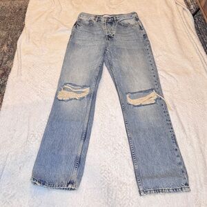 Topshop Light Blue Straight Leg Jeans